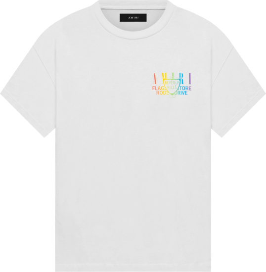 Amiri White And Rainbow Beverly Hills T Shirt