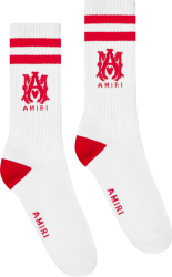 Amiri White And Red Ma Logo Socks
