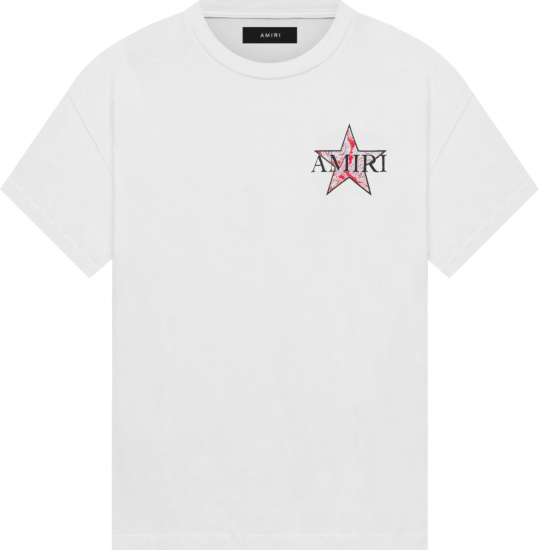 Amiri White And Red Paisley Star T Shirt
