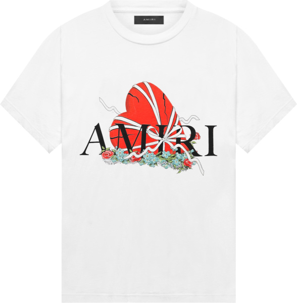 Amiri White Broken Heart Logo T Shirt