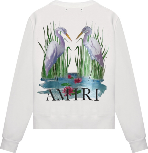 Amiri White Crane Print Sweatshirt