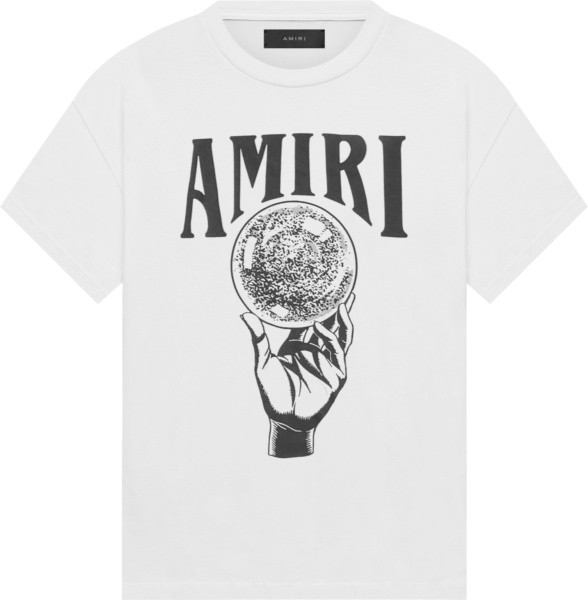 Amiri White Crystal Ball Logo T Shirt