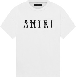 Amiri White Flocked Hippie Logo T Shirt
