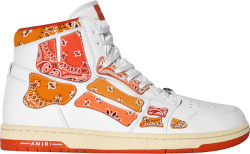 Amiri White Leather And Orange Bandana High Top Skel Top Sneakers