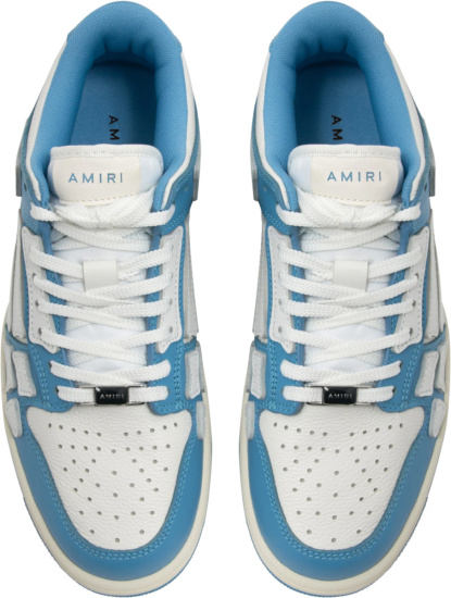 Amiri White Light Blue Low Top Skeleton Sneakers