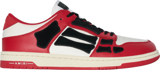 Amiri White Red And Black Low Top Skel Top Bones Sneakers