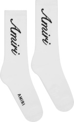 White Script Logo Socks