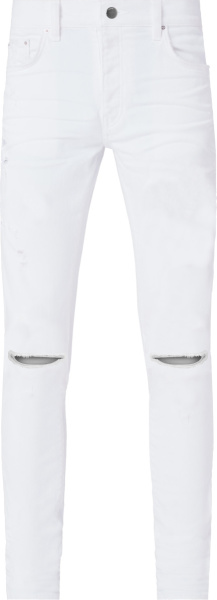 Amiri White Slash Knee Jeans