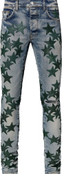 Amiri X Chemist Clay Indigo And Green Star Patch Jeans