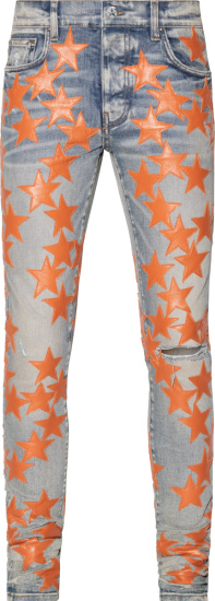 Amiri X Chemist Clay Indigo And Orange Star Patch Jeans