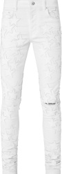 Amiri X Chemist White And Allover White Leather Star Patch Jeans