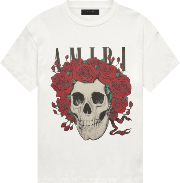 Amiri X Grateful Dead White Skull Rose T Shirt