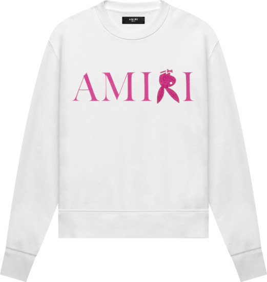 Amiri X Playboy White And Pink Reversed Logo Sweatshirt