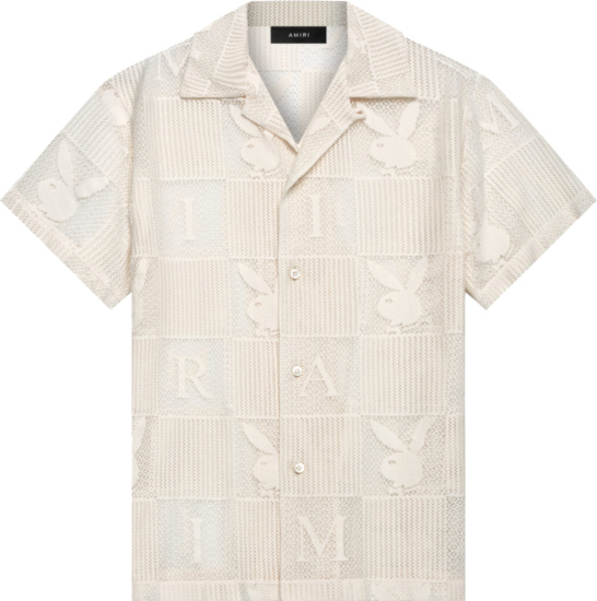 Amiri X Playboy White Lace Checkered Logo Shirt