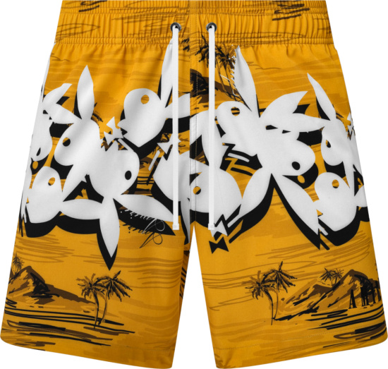 Amiri X Playboy Yellow Bunny Aloha Swim Shorts