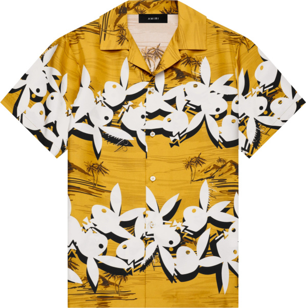 Amiri X Playboy Yellow Bunny Hawaiian Shirt