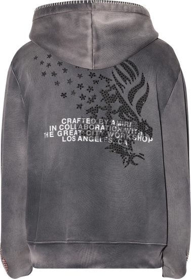 Amiri x TGCW Faded Black Crystal-Logo Zip Hoodie | INC STYLE Amiri x TGCW Faded Black Crystal-Logo Zip Hoodie | INC STYLE