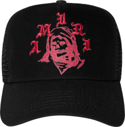Amiri X Wes Lang Black And Red Reaper Logo Trucker Hat