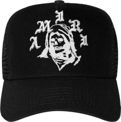 Amiri x Wes Lang Black & White Reaper-Logo Trucker Hat