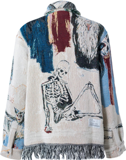 Amiri X Wes Lang Tapestry Blood 38 Knit Fringed Shirt