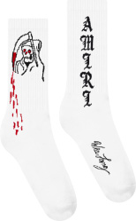 Amiri X Wes Lang White Grim Reaper Socks