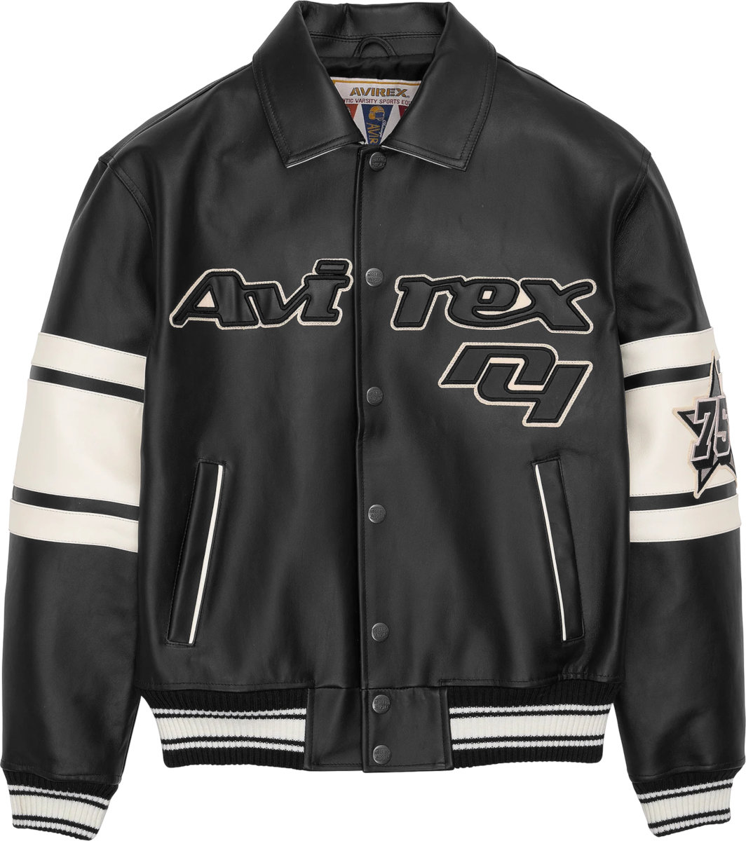 AVIREX Black 'Brooklyn' Leather Jacket | INC STYLE