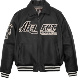Avirex Black Leather Black Aces Jacket