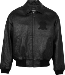 Avirex Black Ostrich Leather Jacket