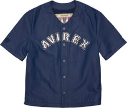 Avirex Navy Leather Baseball Jersey