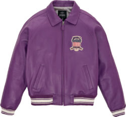 Avirex Purple Leather Icon Jacket