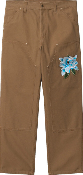 Awake Ny X Carhartt Wip Brown Double Knee Flower Embroidered Pants