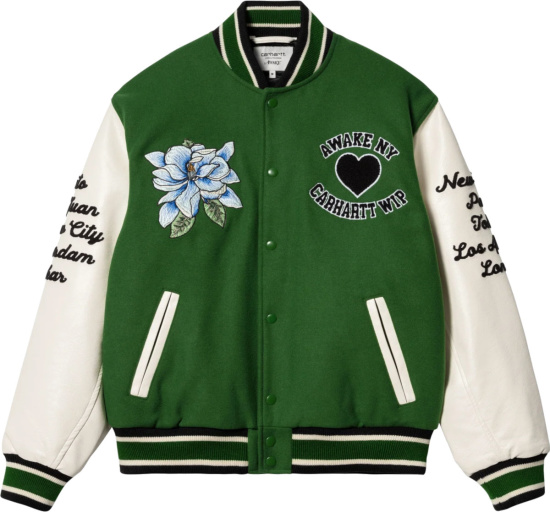 Awake Ny X Carhartt Wip Green Varsity Jacket