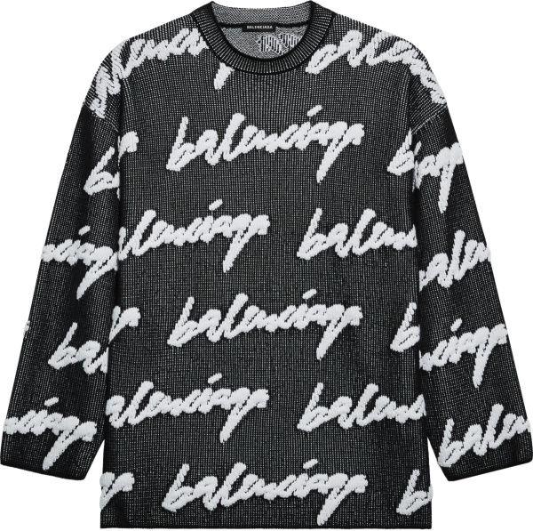 Balenciaga 3d Scribble Black Sweater