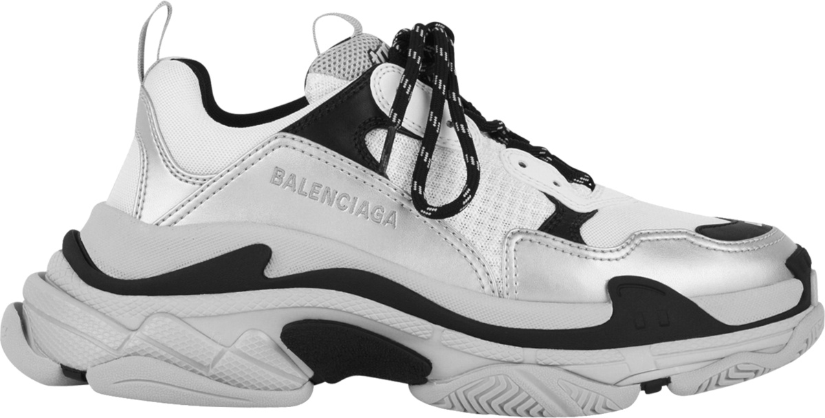 Balenciaga White, Silver, & Black 'Triple S' Sneakers | Incorporated Style