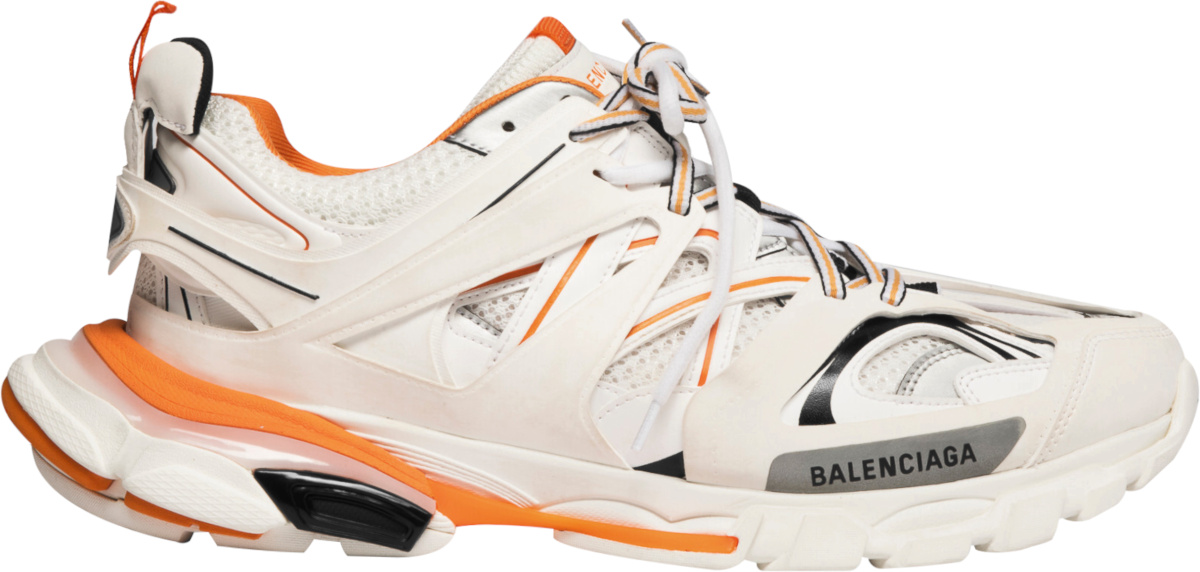 Balenciaga White & Orange 'Track' Sneakers | Incorporated Style