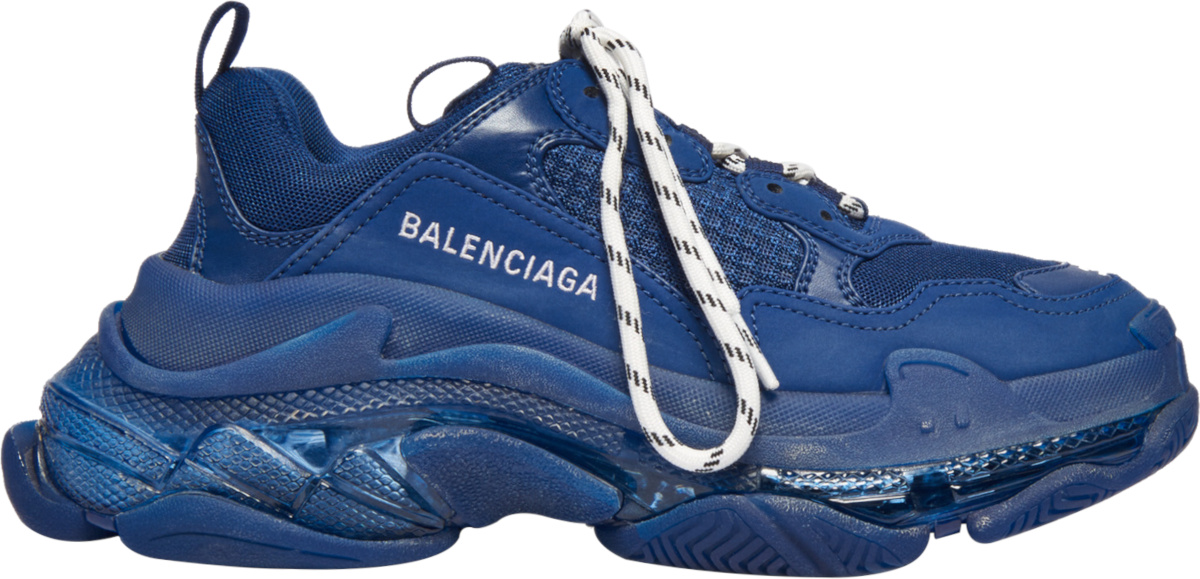 Balenciaga Navy Blue & Clear Sole 'Triple S' Sneakers | Incorporated Style