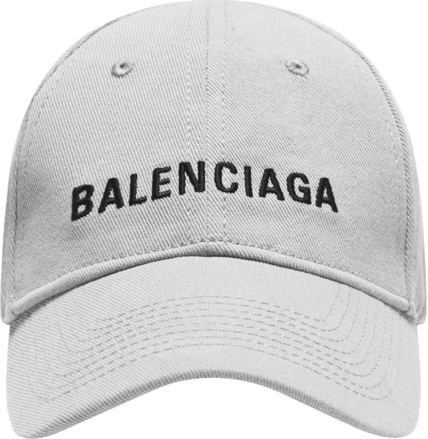 Balenciaga Light Grey & Black-Logo Hat | Incorporated Style