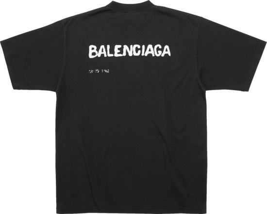 Balenciaga Black Hand Drawn Logo T-Shirt | INC STYLE