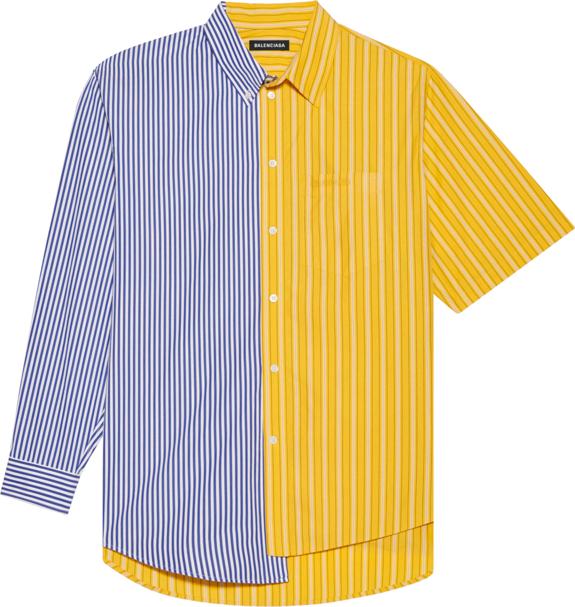 Balenciaga Yellow & Blue Striped '50/50' Shirt | INC STYLE
