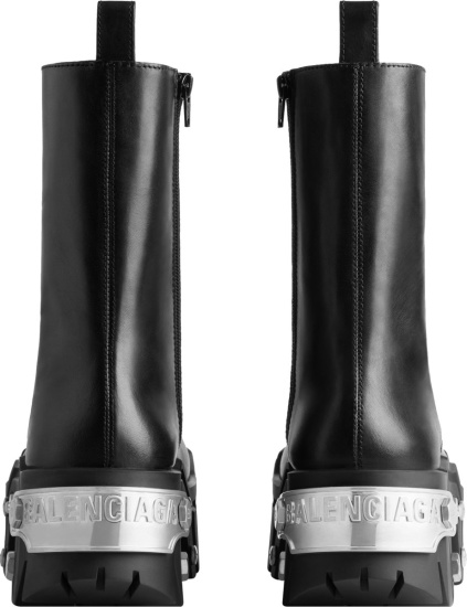 Balenciaga Black Leather & Metal Plate 'Bulldozer' Boots | INC STYLE