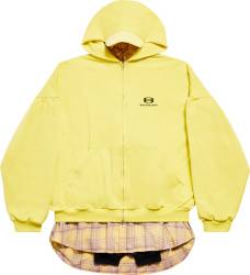 Yellow 'Unity Sports Icon' Flannel Layered Zip Hoodie