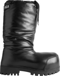 Black Tall Leather 'Alaska' Snow Boots