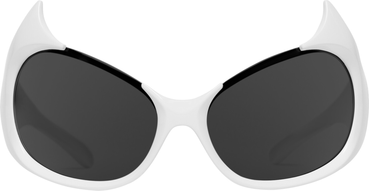 Balenciaga White 'Gotham Cat' Sunglasses (BB0284S) | INC STYLE