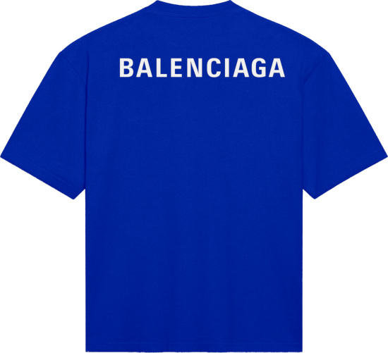 Balenciaga Logo Medium Fit T Shirt Blue
