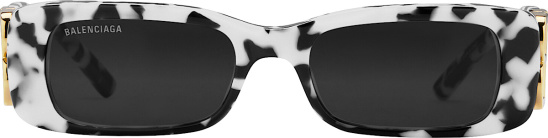 Balenciaga White And Black Dynasty Rectangle Sunglasses