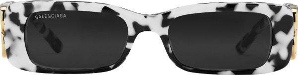Balenciaga White And Black Dynasty Rectangle Sunglasses