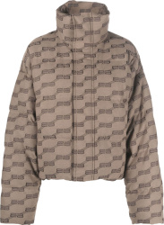 Balenciaga Beige Bb Monogram C Shape Puffer Jacket
