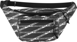 Balenciaga Black Allover Diamond Logo Print Belt Bag