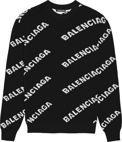 Balenciaga Black Allover Logo Sweater