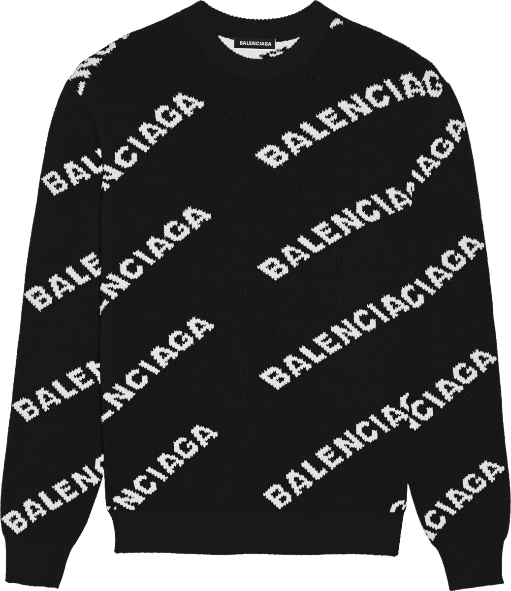 Balenciaga Black & White Diagonal Logo Sweater | Incorporated Style
